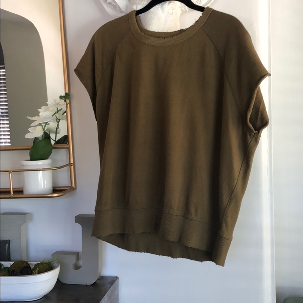 Free People Sweatshirt Short Sleeve Distressed